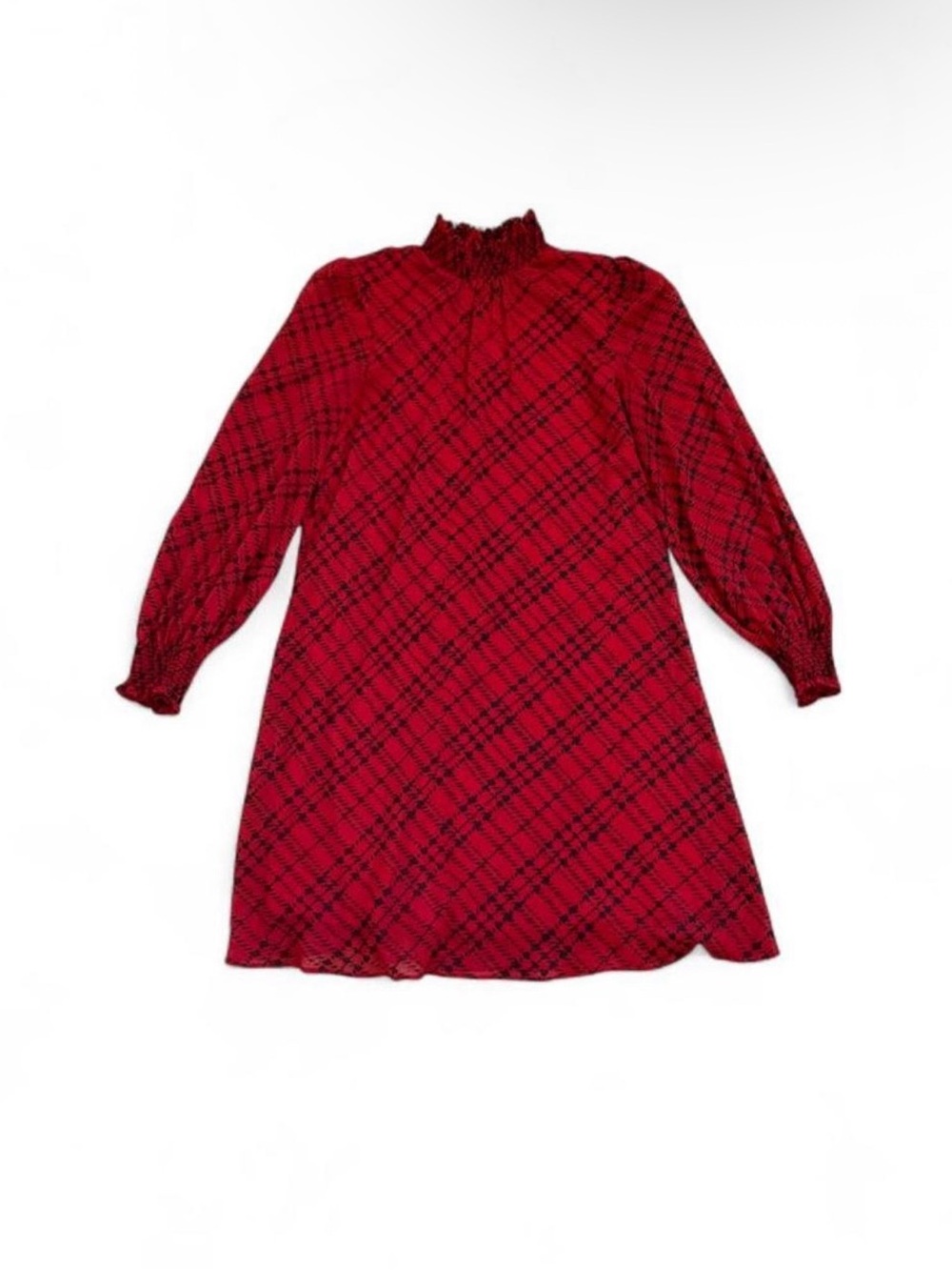 Tommy Hilfiger Red and Black Smocked Neck Blouse - Picture 1 of 5